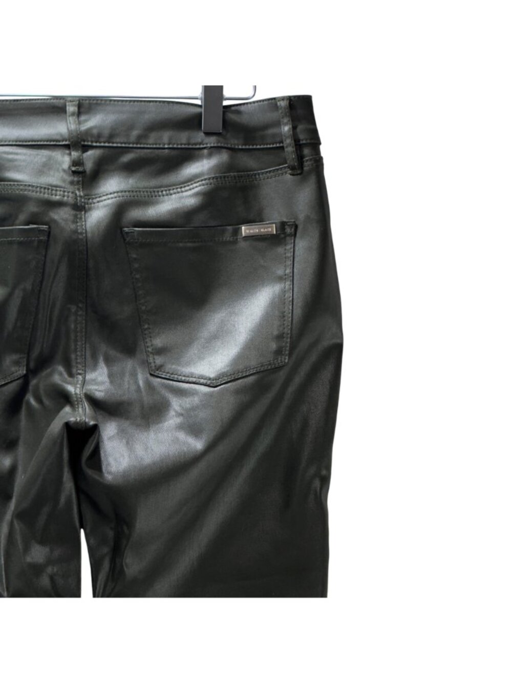 WHITE HOUSE BLACK MARKET Womens The Skinny Zip pockets Faux Leather green Size 6 - Picture 6 of 15